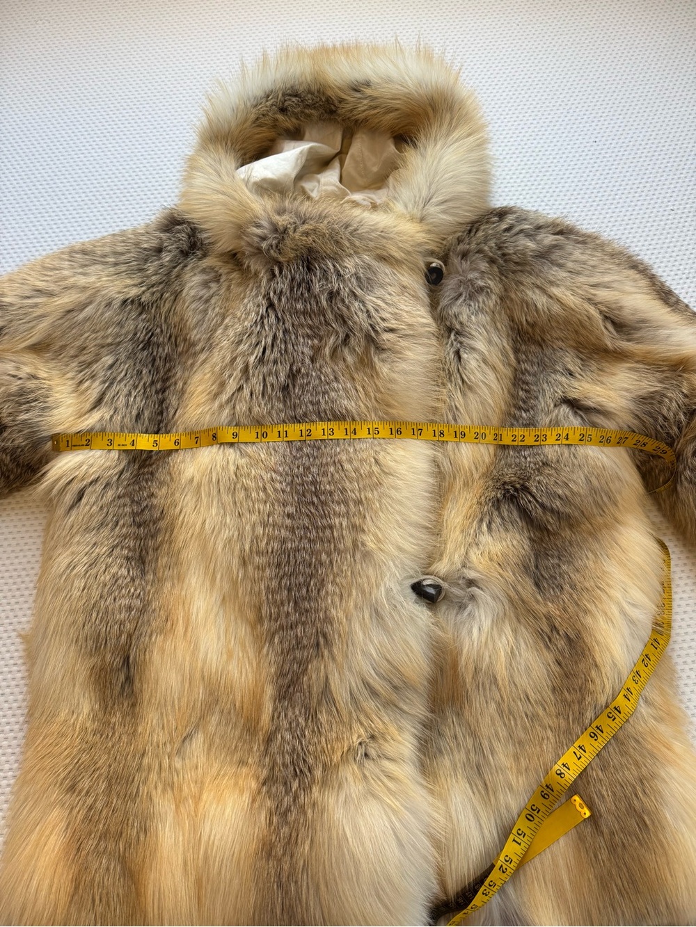 Golden island gold fox Luxurious Natural Fur Coat -Honey Blonde Tones Men  hood - Picture 15 of 16